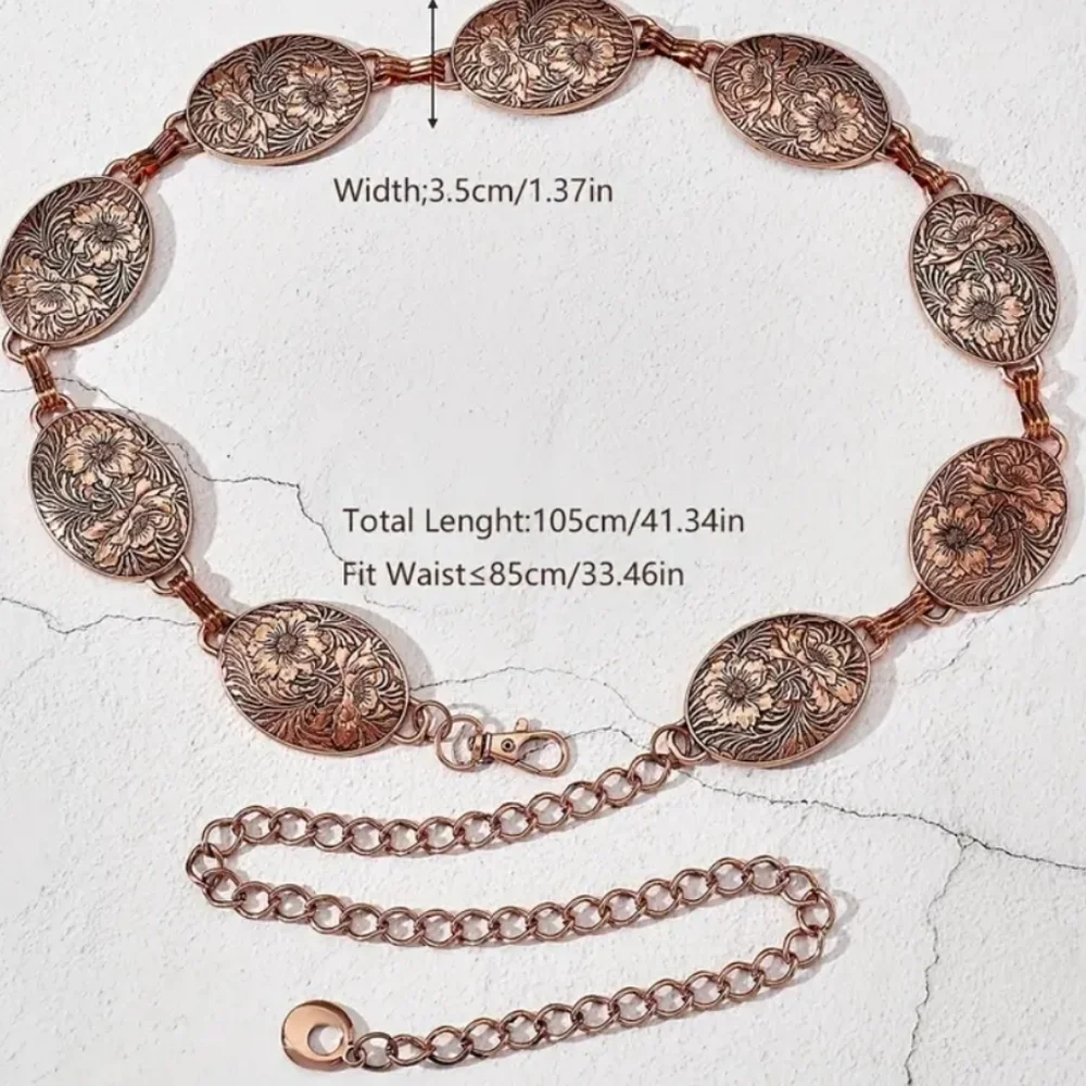 Vintage Waist Chain Flower Oval Shaped Style